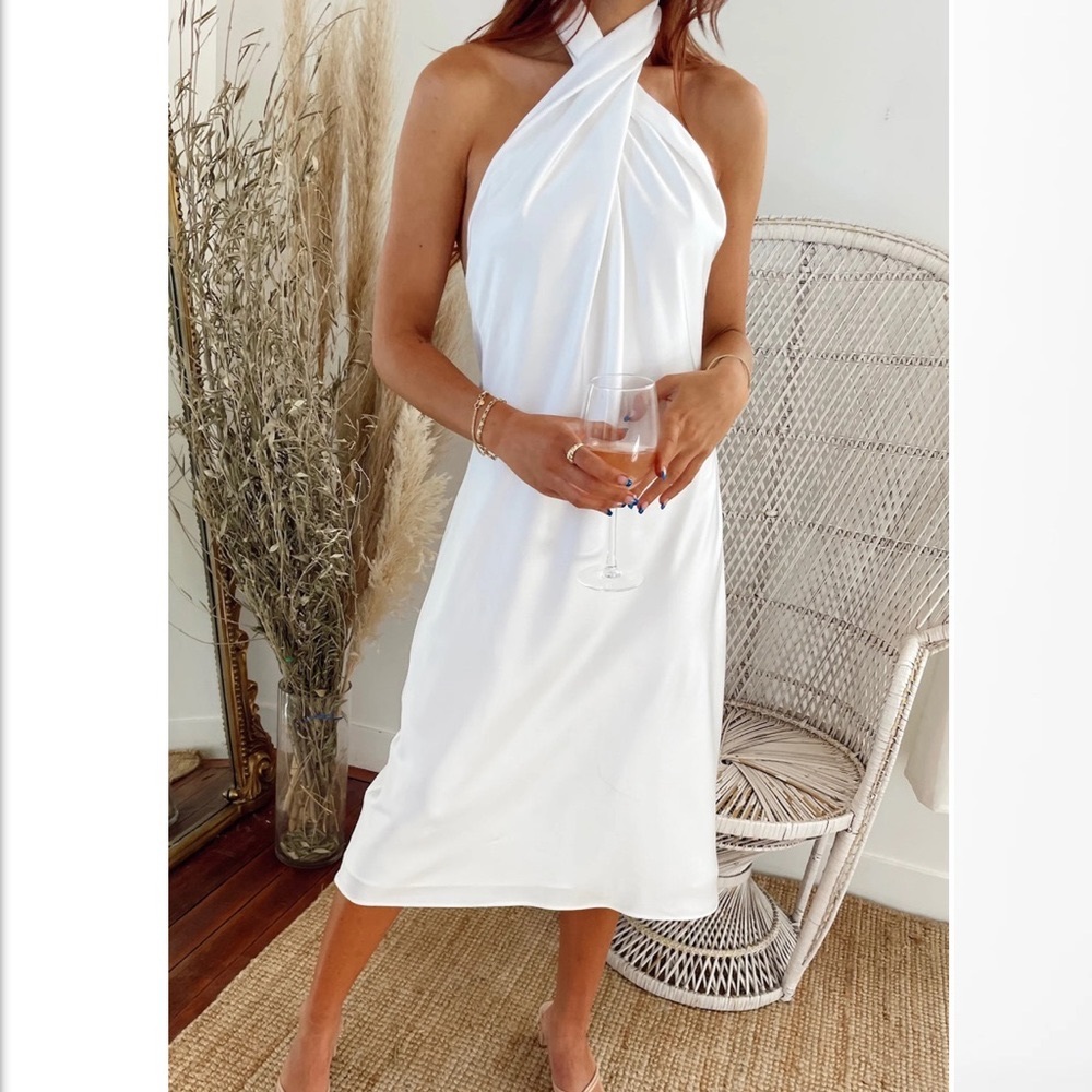 Show Me Your Mumu Jasmine Midi Halter Dress - Ivory